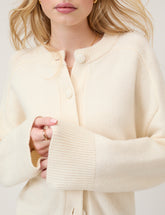 Cream Wool Saddle Shoulder Cardigan