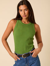 Green Ribbed Racer Vest