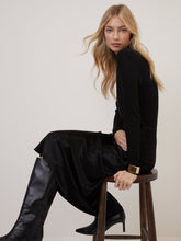 Black Satin Mila Midi Slip Skirt