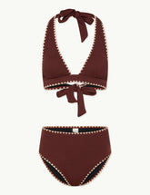 Brown Whipstitch High Waisted Bikini Bottoms