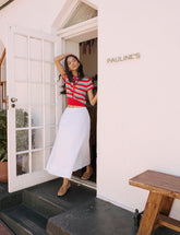 Red Striped Knitted Polo Top