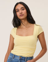 Butter Yellow Square Neck Top