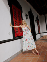 White Printed Halter Neck Hallie Midi Dress
