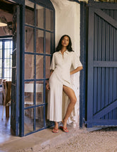 Beige Linen-Blend Dillon Shirt Dress