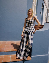 Navy Gingham Top & Trouser Set