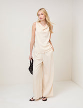 Cream Pinstripe Top & Trouser Set