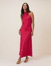 Pink Floral Jacquard Fifi Midi Dress