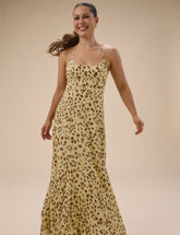 Butter Yellow Leopard Print Kiki Maxi Dress