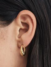 Gold Croissant Huggie Hoop Earrings