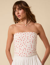 White Bandeau Polka Dot Felicity Top