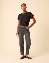 Washed Black Mid Rise Camden Tapered Jeans