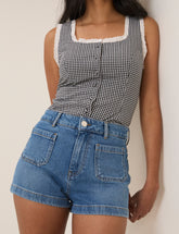 Blue Pocket Front Denim Shorts