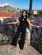 Black Bow Front Bertha Jumpsuit