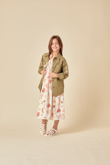 Elizabeth Scarlett Girls Green Denim Embroidered Shacket
