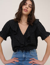 Black V-Neck Whitney Blouse