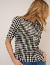 Gingham Shirred Top