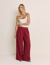 Red Wide Leg Linen-Blend Jerrow Trousers