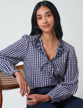 Pink And Navy Gingham Top