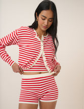 Red Stripe Fine Knit Shorts