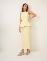 Butter Yellow Peplum Evah Midi Dress