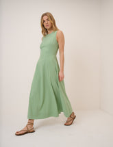 Green Drop Waist Cedar Midi Dress