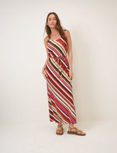 Multi Striped Linen-Blend Malia Midi Dress