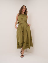Green Broderie Anglaise Top & Skirt Set