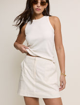 Cream High Waisted Utility Skort