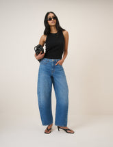 Blue Mid Rise Bethnal Barrel Leg Jeans