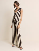 Brown And Cream Crochet Stripe Trouser