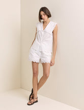 White Broderie Anglaise Collared Blouse