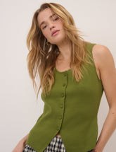 Green Scoop Neck Waistcoat