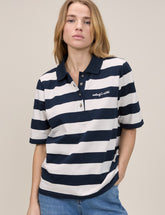 Stripe Jersey Short Sleeve Polo Top