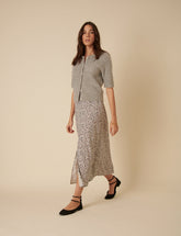 Cream Ditsy Floral Sadie Midi Skirt