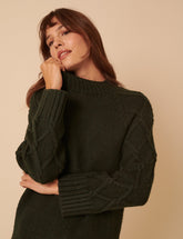 Khaki Cable Knit Jumper Mini Dress