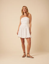 White Broderie Anglaise Felicity Bubble Hem Mini Dress