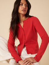 Red Pointelle Cardigan