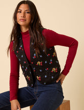 Black Floral Embroidered Waistcoat