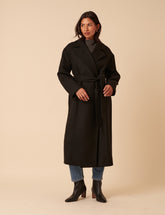 Black Tie Belt Wrap Coat