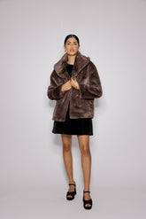 Brown Faux Fur Collared Jacket