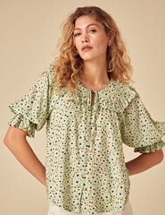 Elizabeth Scarlett Green Ditsy Aliyah Top