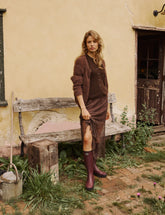 Brown Fluffy Long Sleeve Knitted Cardigan