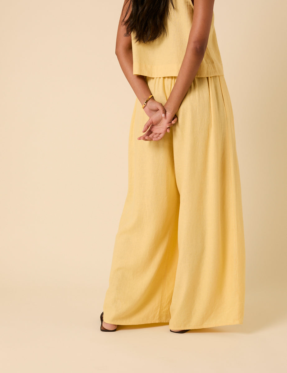 Butter Yellow Linen-blend Jerrow Trousers