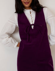 Purple Cord Nila Pinafore Mini Dress