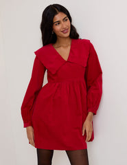 Red Cord Collar Cassis Mini Dress