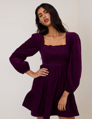 Purple Velvet Elsa Mini Dress