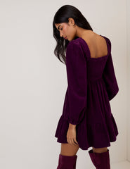 Purple Velvet Elsa Mini Dress