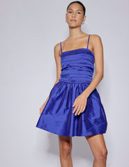 Electric Blue Satin Bandeau Felicity Mini Dress