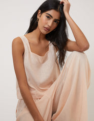 Pale Peach Linen-Blend Top