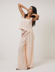 Pale Peach Linen-Blend Top